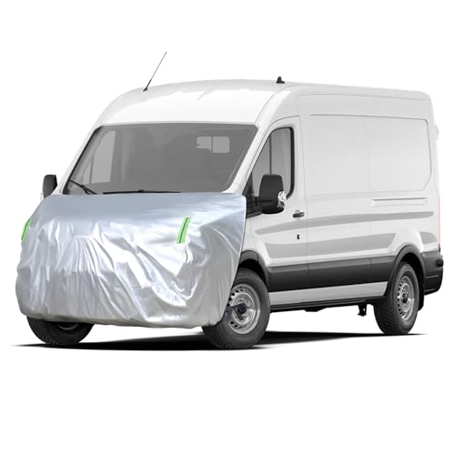 Opaltool Vordere Halbe Autoabdeckung Motorhaubenabdeckung mit Reflektierenden Riemen für Ford Transit Van Mercedes Sprinter FIAT Ducato Renault Master