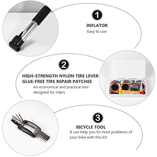 CLISPEED Kit de Reparo de Pneu de Bicicleta Kit de Reparo Mecânico de Bicicleta Portátil Mini Bomba