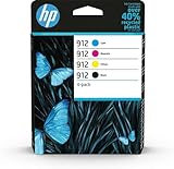 HP 912, Pack de 4 cartouches d'Encre Originales, 6ZC74AE, Noir, Jaune, Cyan, Magenta...