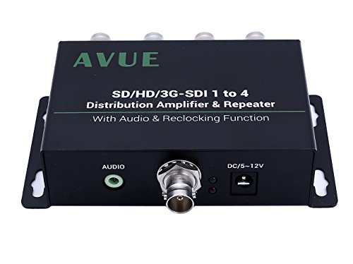 AVUE 3G-SDI/HD-SDI/SDI 1x4 Distribution Repeater & Extender with Re-clocking Function, Each one extends up to 350ft. Broadcasting Grade