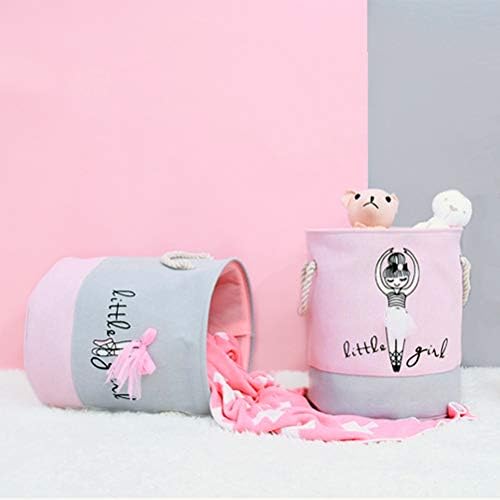 Fieans Foldable Nursery Laundry Basket Washing Clothes Hamper Household Storage Organizer for Kids Toys, Children Books - Lace Skirt, Pink