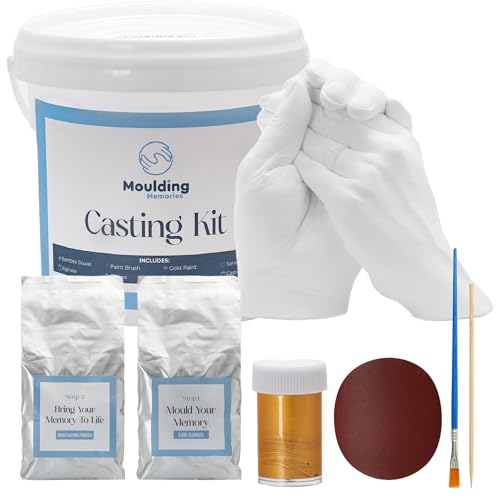 Moulding Memories 3D DIY Hand Casting Kit for Couples Babies Kids & Adults with Plaster Alginate Paint & Brush Keepsake Couples Gift for Boyfriend Girlfriend Wife Husband Anniversary & Weddings