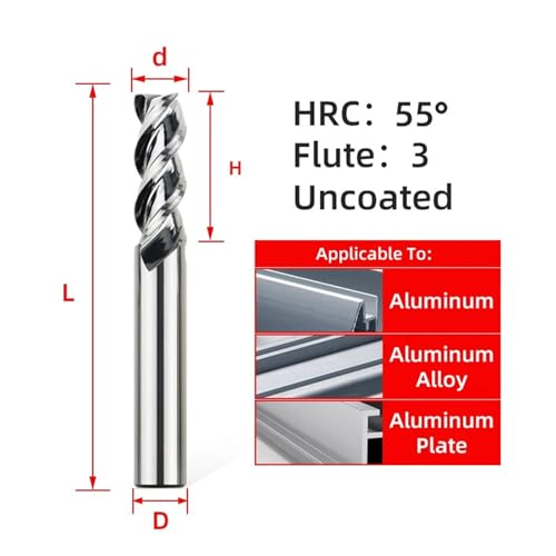 Fraise en carbure à 3 cannelures HRC55 solide pour panneau composite D14x100L - 2