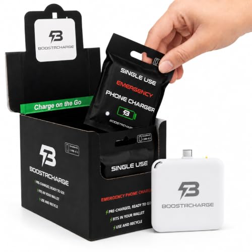 Single-Use Emergency Phone Charger, Pre-Charged & Ready to Use, No Cables Needed, USB-C, 10-Pack