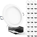 Sunco 24 Pack 6 Inch LED Recessed Light, Ceiling Canless Recessed Lights, Baffle Trim Ultra Thin, 850 LM, 14W, 5000K Daylight, Dimmable, Wafer Thin with Junction Box