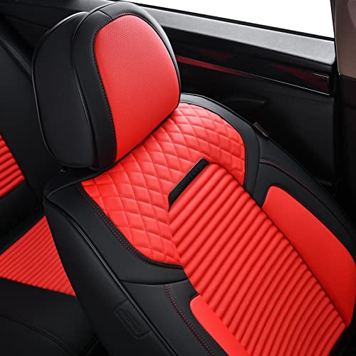 Coverado Car Seat Covers Front Seat Only, Premium Waterproof Leatherette Car Seat Protector, Car Seat Cushions Automotive Interior Accessoris Universal Fit For Most Sedans, Suvs And Trucks (Red, 2Pcs) #TOP2
