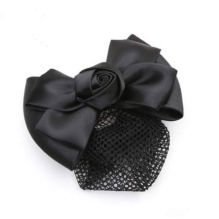 Rosallini Hairnet Style Rhinstone Inlaid Black Bowknot Hair Clip Snood Net for Women by Uptell