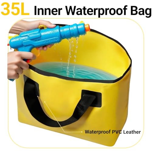 Double Large Mesh Beach Bag Tote Waterproof Sandproof with Pocket for Women Men Beach Swim Pool Separable 35L&28L3