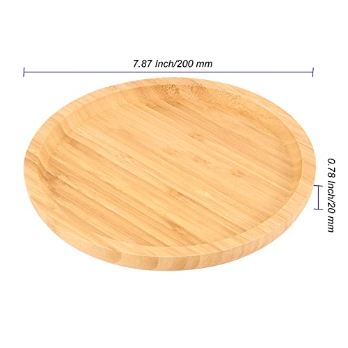 Mukchap 4 Packs 8 Inch Bamboo Plant Saucer, Round Bamboo Plant Pot Saucers Flower Pot Tray, Wood Plant Drip Saucer For 7 Inches Indoor Outdoor Plant Pots #TOP1
