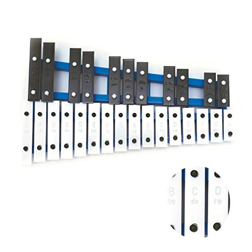Professional Blue Plastic Soprano Glockenspiel Xylophone With 27 Metal Keys & Notes Engraved Into Keys - Includes 2 Plastic Beaters #TOP5