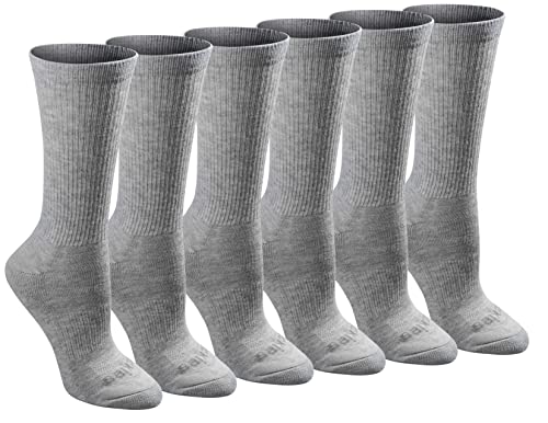 Dickies Womens Dritech Advanced Moisture Wicking Crew (6/12 Packs) Casual Sock, Grey Solid (6 Pairs), Shoe Size 6-9 Us #TOP28