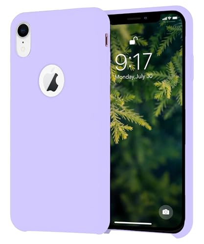 Image of Elzzi Back Cover for iPhone Xr Case, Shockproof Slim Camera & Full Body Protection Liquid Silicone TPU Cover with Logo Cut (6.1 Inch) -Purple