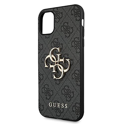 GUESS GUHCN614GMGGR - Cover per iPhone 11 6,1", colore: Grigio 4G, logo Big Metal