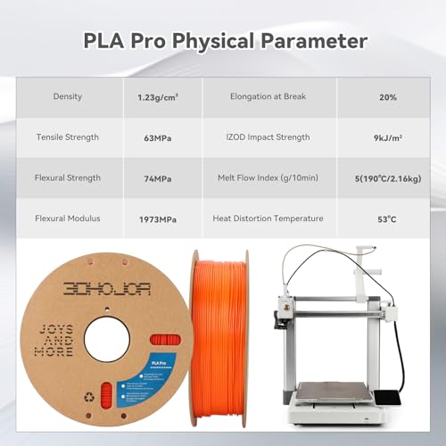 Image of 3DHoJor PLA Pro (PLA+) Filament 1.75mm, 3D Printer Filament, Cardboard Spool, Dimensional Accuracy + /- 0.03 mm Orange, 1kg