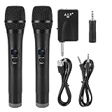 Lazmin Microphone à Main VHF sans Fil 1 à 2, Microphone à Main Professionnel avec récepteur pour karaoké/réunion d'affaires(Noir)
