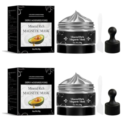 Mascarilla Magnética rica en minerales, Eliminación Purificante de Puntos Negros Facial, Con Aplicador, Peel-Off, Purificante, Limpieza Profunda de Poros, Apta para Todo Tipo de Piel