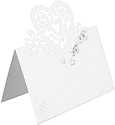 GIVBRO Lot de 10 marque-places en forme de cœur pour mariage, anniversaire, banquet Blanc