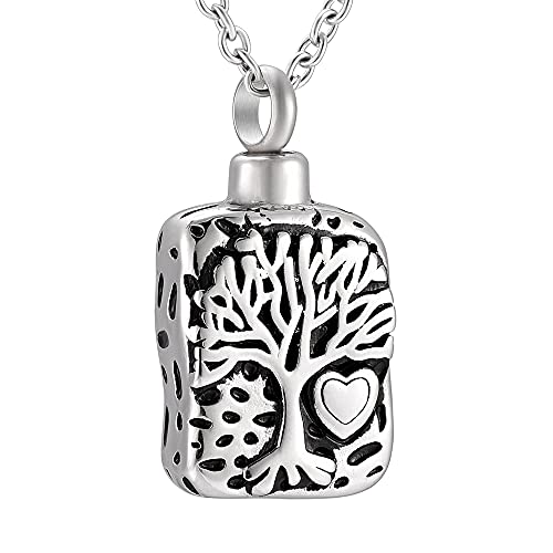 Collier urne arbre de vie en acier inoxydable durable pour cendres