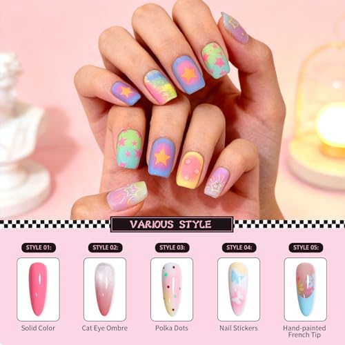GELLAKTIK 12 Color Patting Nail Gel Polish Kit, Ombre Painting Gel Palette with Brush & Silicone Patting Pen & Nail Art Stickers - UV/LED Curing for Gradient Nails, Beginner Friendly DIY Manicure Set
