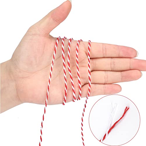 Red And White Twine,100M/328 Feet Cotton Bakers Twine,Christmas String,Heavy Duty Packing String For Diy Crafts And Gift Wrapping #TOP2