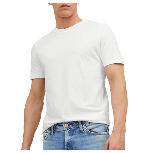 Jack & Jones Jjeorganic Basic tee SS O-Neck Noos Camiseta, White Detail, L para Hombre