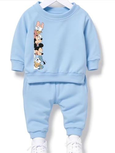 Image of Minicult Kids Cotton Co-ords Full Sleeve Sweatshirt and Pant Set with Character Print