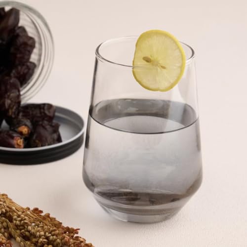 Image of bellemax 350 ML Black Drinking Glasses, Highball Lead-Free Glasses, Tumblers for Mixed Drinks, Water, Juice, Beer, Cocktail and Mixed Drinks (6)