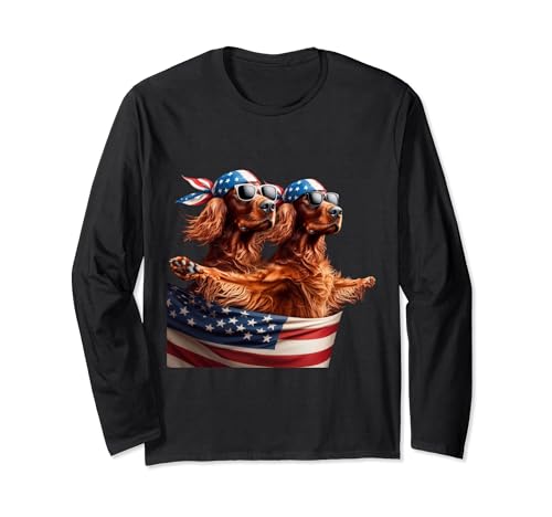 Setter irlandés 4 de julio Animal Niños Niñas Hombres Mujeres Niños Manga Larga