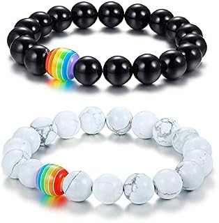 INRENG LGBT Pride Rainbow Couples Beads Bracelet Energy Stone Friendship Relationship Bracelet Gay