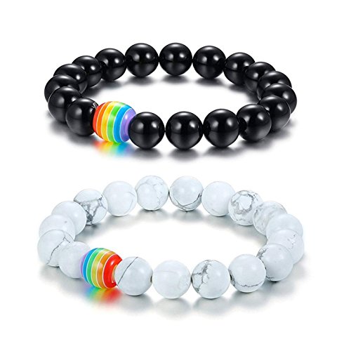 INRENG LGBT Pride Rainbow Couples Beads Bracelet Energy Stone Friendship Relationship Bracelet Gay