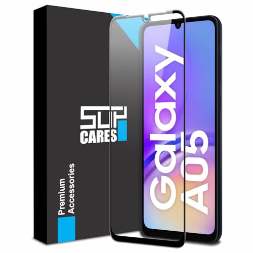 Image of SupCares Tempered Glass for Samsung Galaxy M05, F05 and Galaxy A05 4G (6.7 Inch) With Installation Kit | Military-Grade Gorilla Screen Protector | Edge to Edge Coverage | Black