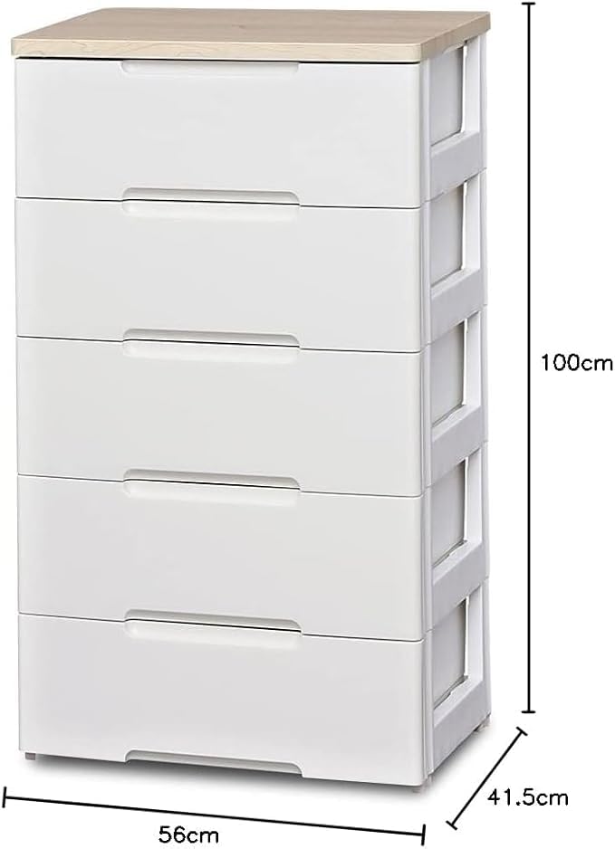 Amazon｜チェスト 5段 届いてすぐ使える完成品 ラクラク引出し 木天板
