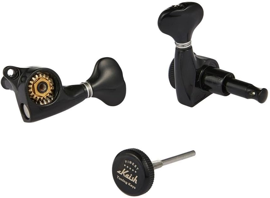 KAISH 18:1 Gear Ratio Guitar Locking Tuners Machine Heads Guitar Locking Tuning Keys Pegs for Strat/Tele/LP/SG most Electric or Acoustic Guitars Black