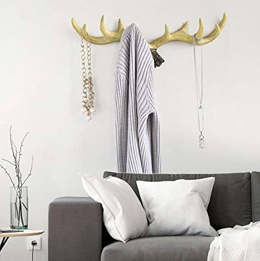 魯山　オブジェ　壁に Amazon｜Proslen 壁掛けフック 鹿の角 壁飾り インテリア