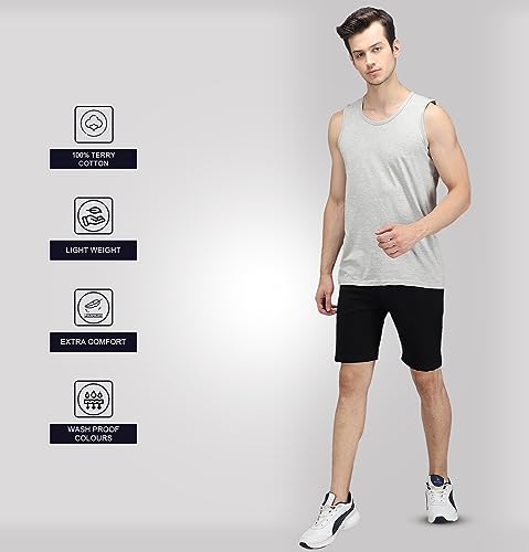 Image of Sleepynuts Regular Fit Terry Cotton Plain Shorts for Men