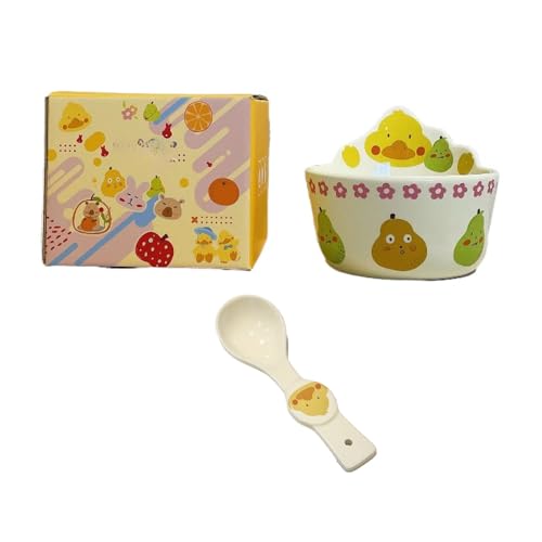 Cute Ceramic Plate Bowl Home Pasta Dessert Salad Breakfast Spoon (B bowl + spoon)