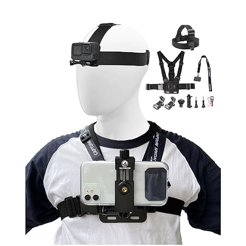 WLPREOE Phone Chest Mount Harness & Head Strap for All iPhones - Hands Free Accessories Kit for POV/VLOG for Immersive Filming Video, Fishing- Body Camera Mount for GoPro and other Action Camera