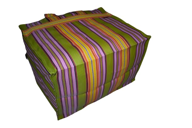 Image of (#B2B25NYXLZip) Reusable EXTRA LARGE Recycled Multicolour Cloth Tote Cum Handbag Jhola Under bed storage bag for clothes 20 x 14 x 12 inch with Zip closure
