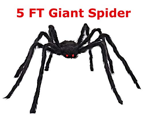 COOLJOY 5FT (60 INCH) Giant Halloween Spider Halloween Decorations Virtual Realistic Hairy Spider Halloween Outdoor Decoration