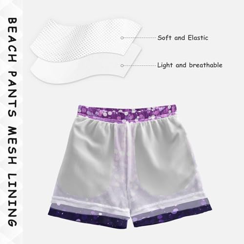 Pigsaly Boys Swim Trunks Plum Eggplant Gradient Flashing Glitter Boys Board Shorts Swimsuit Swimwear Summer Bathing Suit 3T4