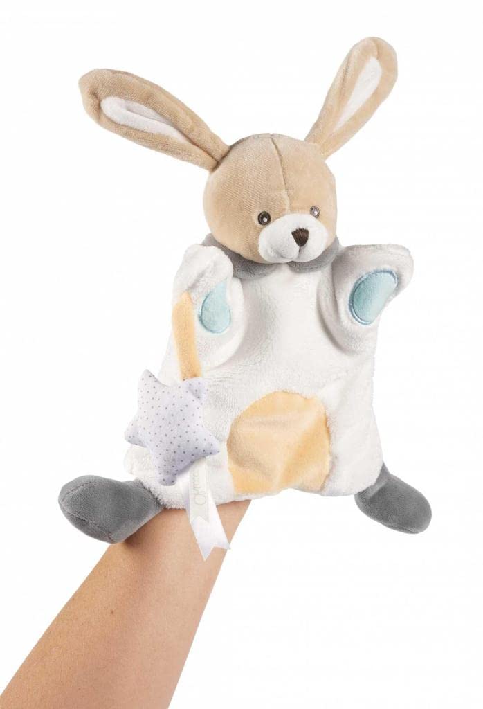 Chicco Coniglietto Doudou, piccola marionetta a forma di coniglietto, tenero peluche, tessuto morbido, Beige