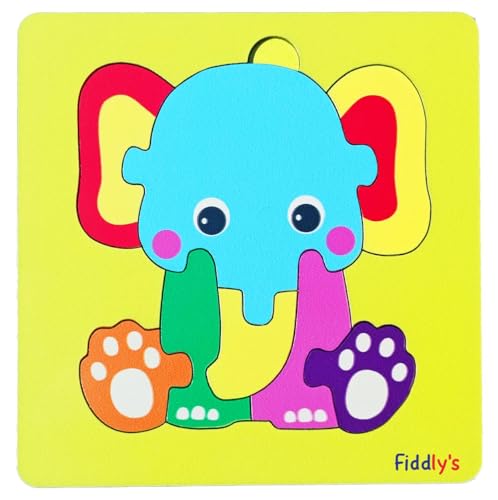 Image of Fiddlys 3D Cute Cartoon Wooden Jigsaw Puzzles for Kids & Children Double Layered Wooden Puzzles with Bright Front & Back Print (Pack of 4 Baby Animal + Vehicle)