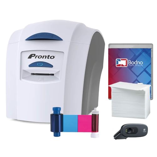 Magicard Pronto ID Card Printer & Complete Supplies Package with Bodno ID Software and Camera - Bronze Edition