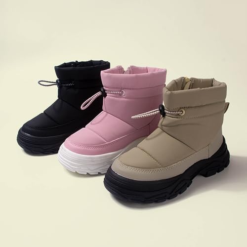 Girls Snow Boots Waterproof Slip Resistant Outdoor Winter Shoes Lightweight Kids Short Boots with Fur Lined Non Slip Sole Girls Warm Slip On Boot4