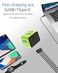Universal Travel Adapter All-in-One International Power Adapter Charger for AU, US, UK, EU, 150 Countries (Green)…