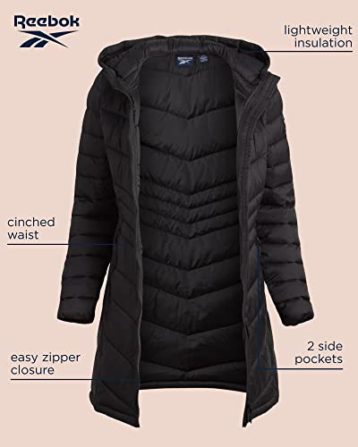 Reebok Women's Winter Coat - Full Length Glacier Shield Bubble Puffer Parka Anorak Jacket (S-Xl), Size Medium, Black #TOP1