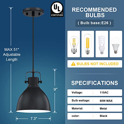 Leading Lighting Industrial Hanging Light Indoor Mini Pendant Ceiling Light Fixtures(Set Of 3) With Oil Rubbed Bronze, 7.2 Inch Metal Shade For Bar Dining Room Corridor Living Room Kitchen Island #TOP2