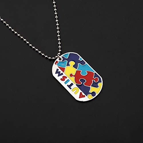 CHOORO Autism Puzzle Piece Dog Tag Necklace/Keychain Asperger Awareness Jewelry Gift for Autism Mom/Autism Teacher3