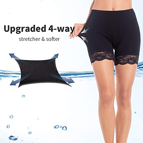 Mancyfit Slip Shorts For Women Short Leggings Mid Thigh Legging Plus Size Lace Undershorts Black Large #TOP3