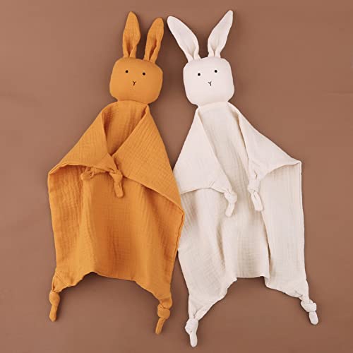 Image of Surakey Baby Cotton Hooded Towel Blanket Soft Newborn Sleeping Bunny Dolls Kids Fashion Sleep Toy Soothe Appease Towel Bibs Plush Comforting Toy for Boy Girl (Type 1)